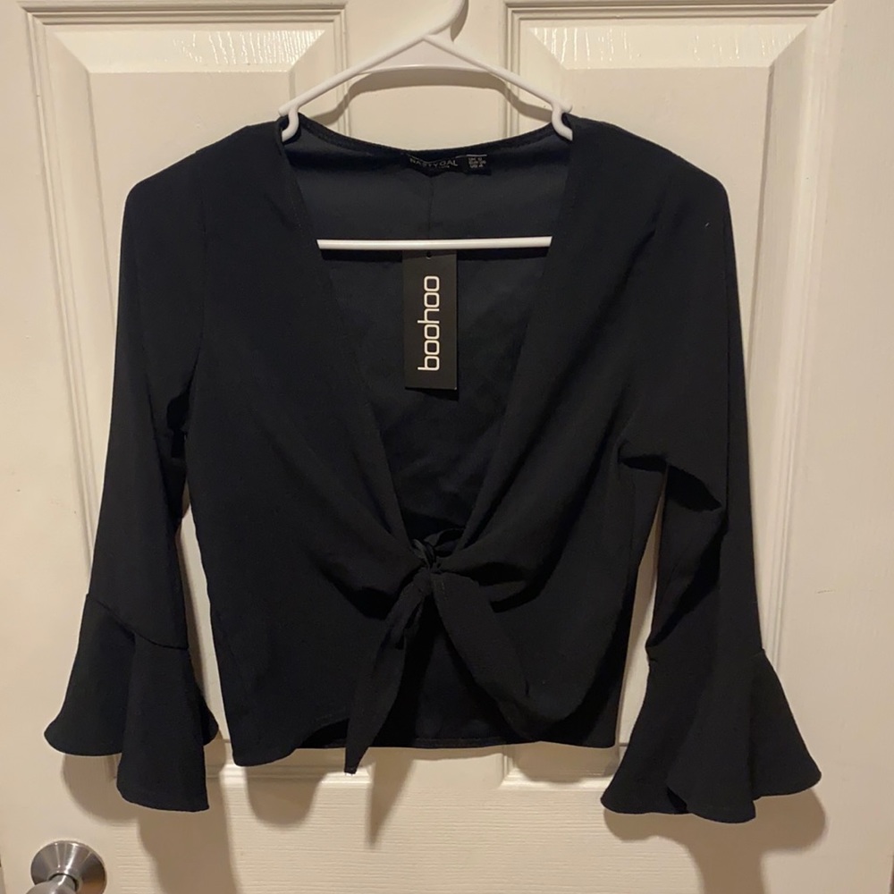 Black, tied, blouse